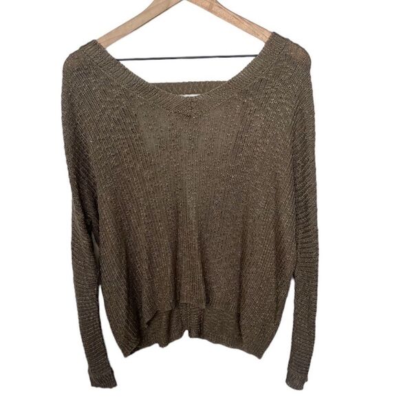 Altar’d State Mossy Green Brown Loose Knit Open Back Oversized Sweater Small - Picture 1 of 10